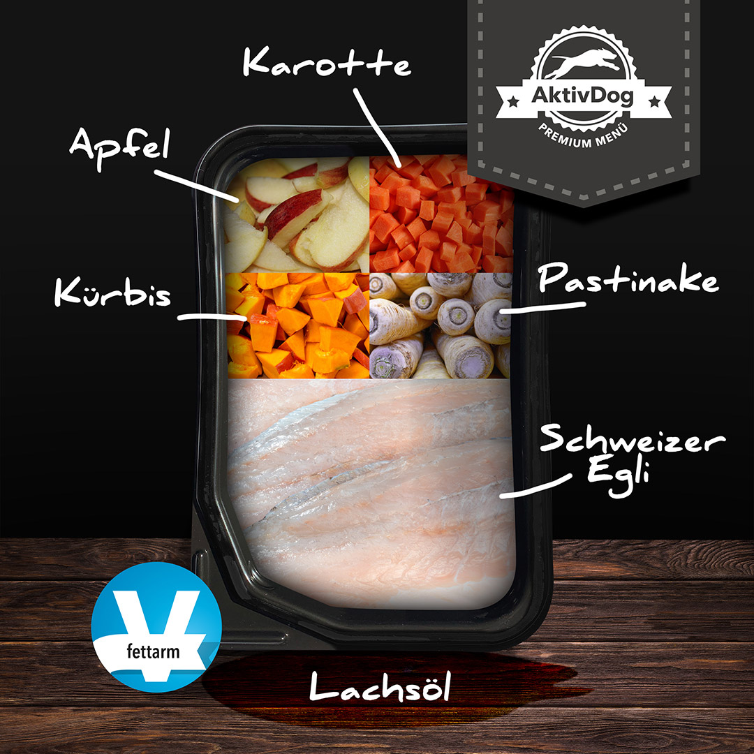 Das neuste hundefutter im AKtivDog VET-Sortiment: fettarm mit Fisch – geeignet fürHunde mit Problemen der Bauchspeicheldrüse oder der Verdauung.